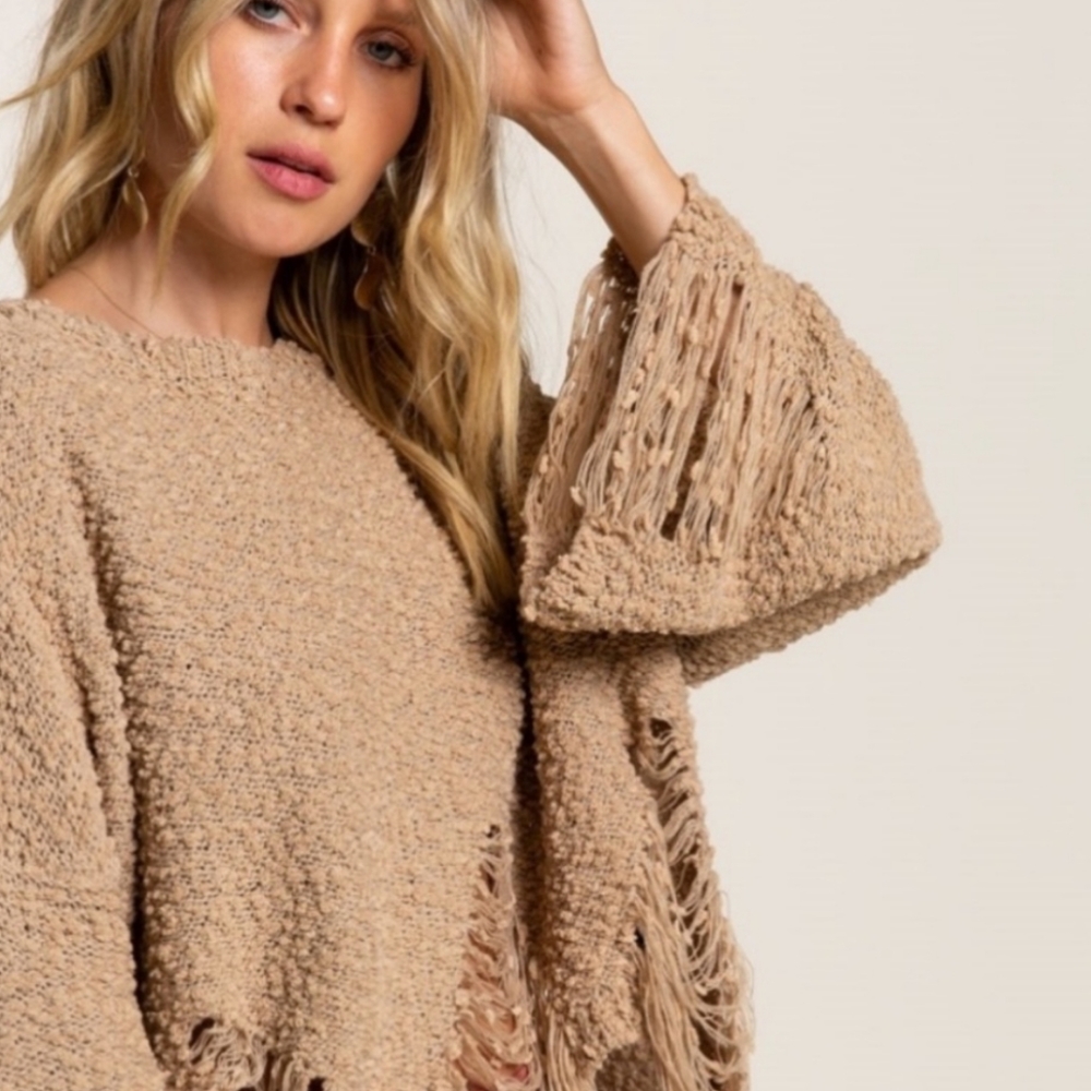 POL Latte Popcorn Distressed Sweater - Picture 4 of 5